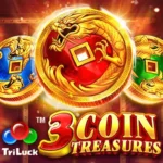 3 Coins slot reels showing coin symbols and a bonus trigger