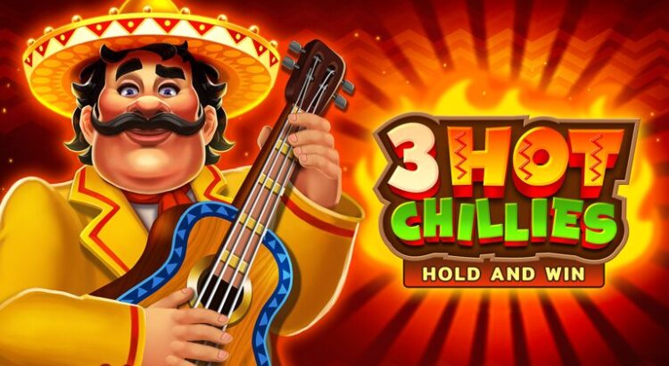 3 Hot Chillies slot game reels and chilli symbols on a casino screen