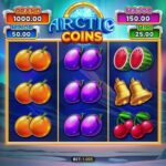 Arctic Coins slot game reels with icy coin symbols and bonus meter