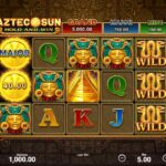 Aztec Sun online casino slot game reels with golden temple symbols