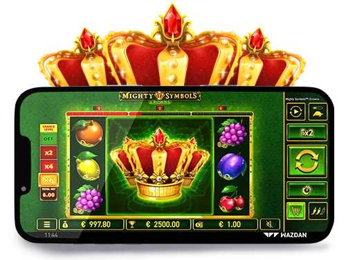 Crown symbol landing on reels during free spins in a slot game