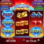 Diamonds Power slot game reels with diamond symbols and bonus feature