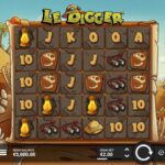 Le Digger slot game reels with mining-themed symbols and bonus icons