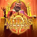 Midas Fortune slot reels showing gold-themed symbols and payline wins