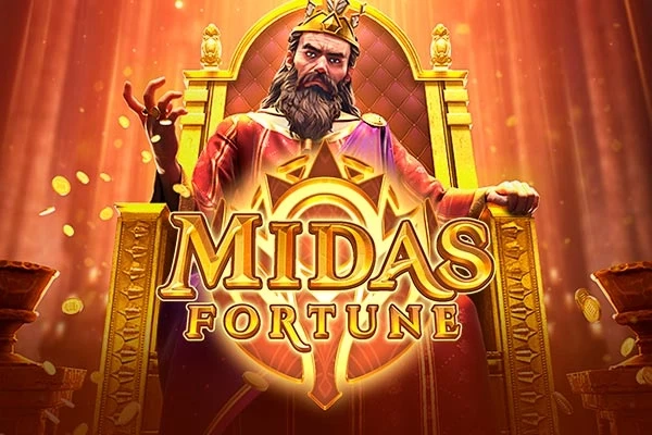 Midas Fortune slot reels showing gold-themed symbols and payline wins