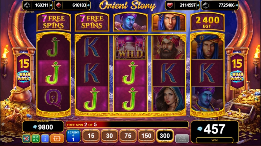 Player reviewing Orient Story RTP and volatility information in the slot rules menu
