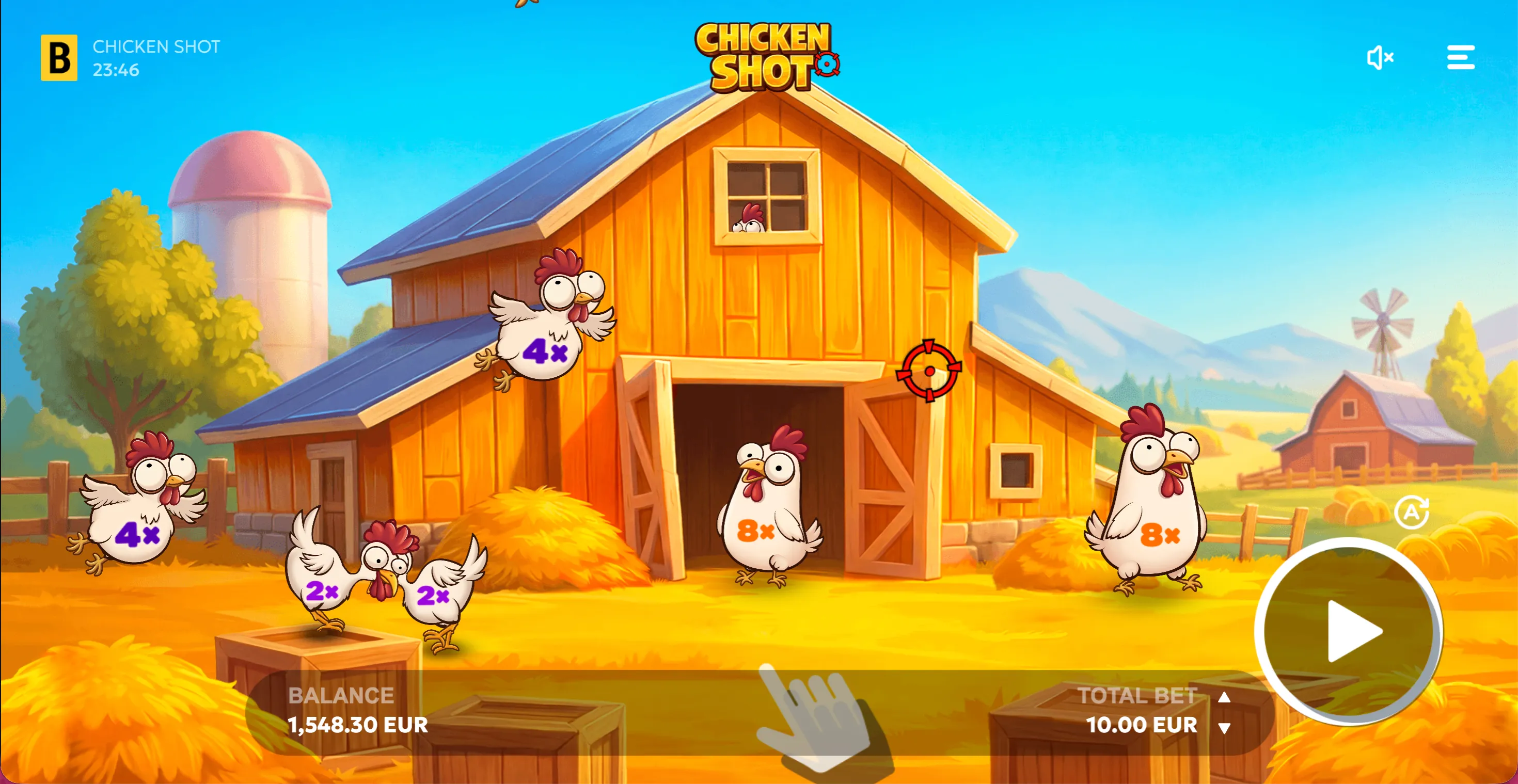 Streamer reacting to a chicken shot moment during an online casino game