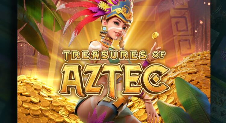 Treasures of Aztec slot game reels with wild and scatter symbols
